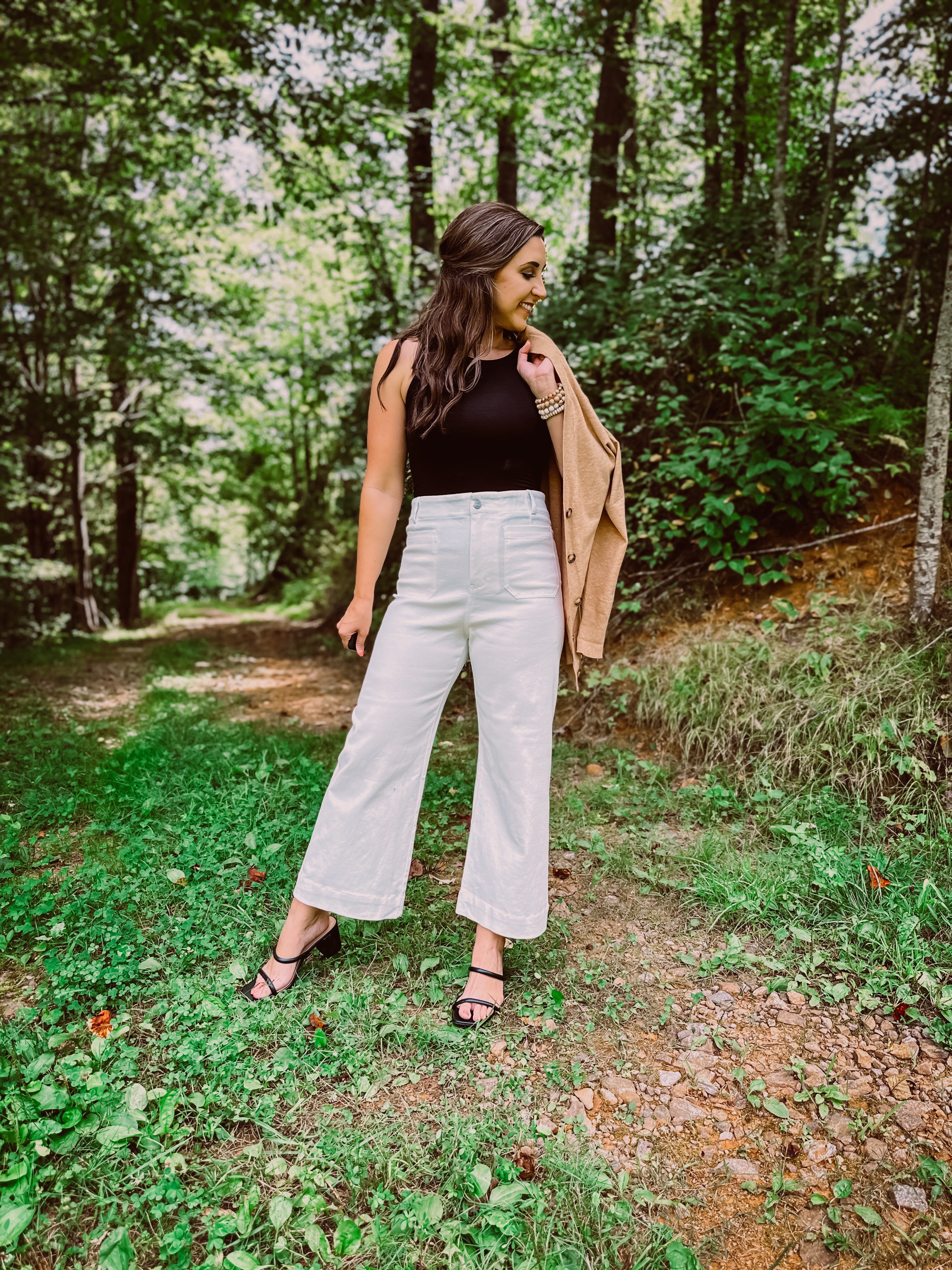 Jiva Flare Trouser in Rib Cream | Outfits with leggings, White flare pants, Flared  pants outfit